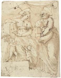 MOTTA Raffaello 1550-1578,Avec inscriptions et des études de plafond (verso),Christie's 2004-12-15