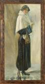 MOTTE Emile 1860-1931,Portrait d’’une élégante en pied,VanDerKindere BE 2014-12-16