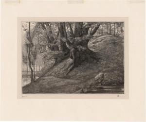 MOULIN Simon,Eiche in einer Waldlandschaft an einem Weiher,1905,Galerie Bassenge 2020-11-25