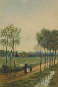 MOULTON A,Figures on a tree lined path before cottage,Golding Young & Co. GB 2021-12-15