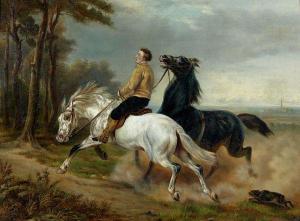 MOURGUES H 1800-1800,Cavalier menant deux chevaux,1865,Tradart Deauville FR 2011-08-27