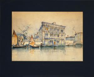 MOURIN E 1800-1800,Venetian canal scene,John Moran Auctioneers US 2009-09-29