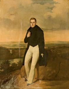 MOUSQUET LEON 1900-1900,Portrait de jeune homme dans un paysage fluvial,1831,Christie's 2010-06-23