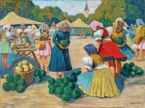 MOUSSON Wiliam Euzeb 1914-1988,Watermelon sale,Nagyhazi galeria HU 2017-12-05