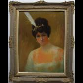 MOUSTAKIS C,PORTRAIT OF A YOUNG LADY IN A WHITE GOWN,1918,Waddington's CA 2010-10-25