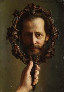 MOUYSSET Alesco 1800-1900,Portrait au miroir,1908,Ader FR 2011-02-04