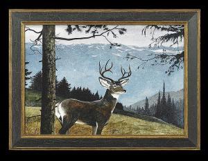 MOWERY Geoff 1945,Stag in the Snow,1976,New Orleans Auction US 2014-05-18