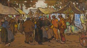 MOY Maurice 1883-1945,Concarneau, le marché,1926,Ader FR 2021-04-02