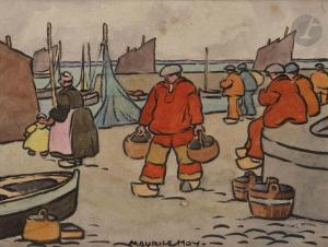 MOY Maurice 1883-1945,Port animé en Bretagne,Ader FR 2020-06-03