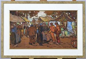 MOY Maurice 1883-1945,Scène de marché à Concarneau,1926,Adjug'art FR 2019-07-21