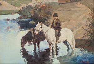 Mrazek Franciszek 1876-1933,At the watering place,Desa Unicum PL 2023-07-25