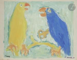 MUALLA Fikret Saygi 1903-1967,Deux perroquets,1951,Ader FR 2019-06-12