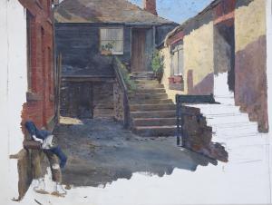 MUCKLEY Louis Fairfax 1862-1926,study of a courtyard,1900,Burstow and Hewett GB 2022-12-15