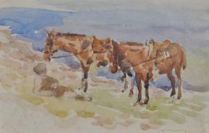 MUCKLEY William Jabez 1837-1905,Farmer andhorses at rest,Burstow and Hewett GB 2011-03-23