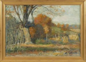 MUELLER Louis F. 1886-1958,Hillside Farm Landscape with Haystacks,Eldred's US 2021-11-18
