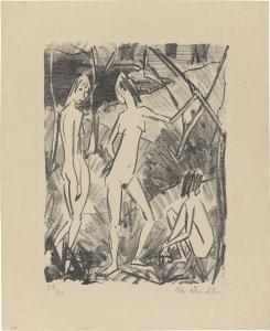 MUELLER Otto,Zwei Stehende und ein sitzendes Mädchen (Zwei steh,1922/25,Villa Grisebach 2024-02-25
