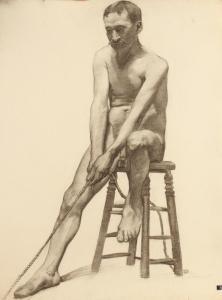 MUELLER RUDOLPH C 1900-1900,MALE SEATED NUDE WITH ROPE,Sloans & Kenyon US 2015-12-15