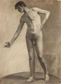 MUELLER RUDOLPH C 1900-1900,STANDING MALE NUDE BENDING OVER,Sloans & Kenyon US 2015-07-24