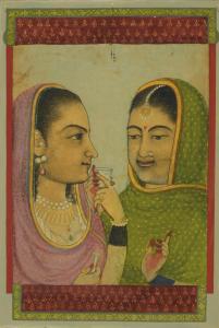 MUGHAL SCHOOL,TWO LADIES SHARING A CUP OF WINE,Sotheby's GB 2012-10-03