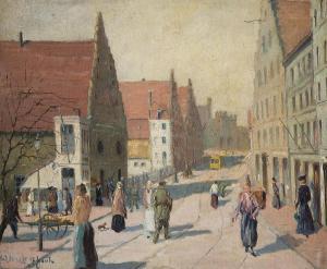 MUHLBECK Josef 1878-1948,Belebte Straße in Gent,1917,Wendl DE 2019-10-24