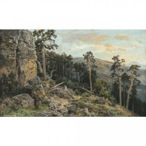 MUHLIG Bernhard 1829-1910,Gebirgslandschaft mit Wanderer,Neumeister DE 2023-12-06