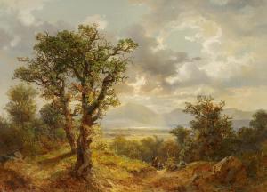 MUHLIG Bernhard 1829-1910,View of a Wide River Landscape with Mountains in t,Van Ham DE 2021-11-18