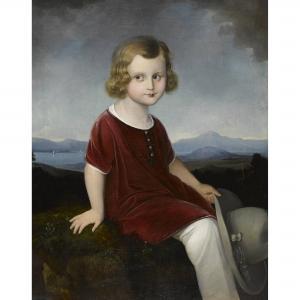 MUHR Julius,Porträt eines Mädchens mit Herrenhut vor Seekuliss,1845,Dobiaschofsky 2015-11-04