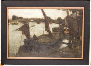 MUHRMAN Henry 1854-1916,Boats at Harbor,Slawinski US 2020-05-25