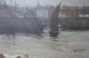 MUIRHEAD David Thomson 1867-1930,Harbour at nightfall,Gorringes GB 2023-01-30