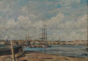 MUIRHEAD David Thomson 1867-1930,View of a harbour,1928,Bellmans Fine Art Auctioneers GB 2022-09-06