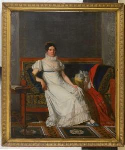 MULARD Francois Henri 1769-1850,Portrait de Madame de F. en robe de mousseline bla,Osenat 2018-12-09