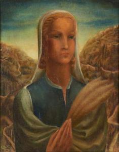 mulder jan 1897-1962,Jeune femme sur fond de paysage montagneux,Horta BE 2015-11-16