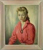 MULDERS 1900,Portrait de jeune dame à la blouse rouge,1957,Rops BE 2014-07-27