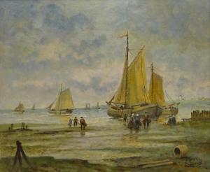 MULDERS R,Unloading Dutch Fishing Boats at Low Tide,20th century,David Duggleby Limited 2018-09-14