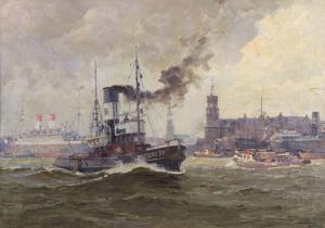 Mulham Adolf 1886-1959,Port of Hamburg Germany,Clars Auction Gallery US 2017-12-16