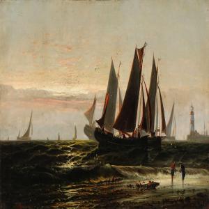 MULHOLLAND Saint John 1800-1800,Sailing ships returning to the harbour,Bruun Rasmussen DK 2016-10-31