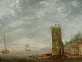 MULIER Pieter I 1615-1670,Küstenlandschaft mit Schiffen vor einer Hafenstadt,Schloss DE 2009-11-28