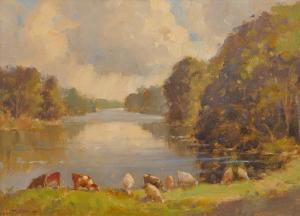 MULLEN William 1900-2000,Lough View with Cattle Grazing,Morgan O'Driscoll IE 2012-07-02
