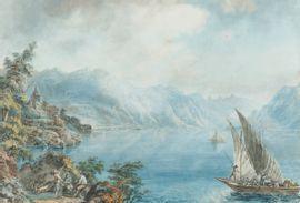 MULLENER Johann Karl 1768-1832,Paysage lacustre animé,Baron Ribeyre & Associés FR 2021-02-03