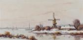 MULLER anton 1874-1912,A winter Dutch scene with windmill beside water an,Quinn's US 2009-09-19