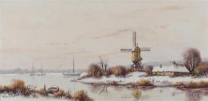 MULLER anton 1874-1912,A winter Dutch scene with windmill beside water an,Quinn's US 2009-09-19