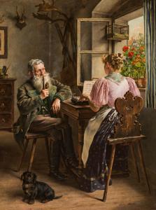 MULLER anton 1874-1912,GIRL PLAYING THE ZITHER AND HER LISTENER,im Kinsky Auktionshaus AT 2022-12-06