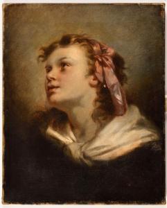 MULLER Charles Louis Lucien 1815-1892,Portrait de jeune fille au ruban rose,Osenat FR 2024-04-07