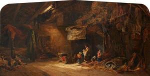 MULLER Edmund Gustavus,Female figures sorting fishing nets in a barn with,Rosebery's 2019-07-17