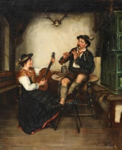 MULLER Ernst Emmanuel 1844-1915,Interior with musical couple,Bruun Rasmussen DK 2020-06-15