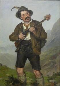 MULLER Ernst Emmanuel 1844-1915,Jäger mit Flinte in Gebirgslandschaft,Georg Rehm DE 2020-12-04