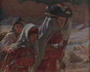 Muller Fritz 1867-1926,Trois femmes dans l'oued de Bou Saâd,Artcurial | Briest - Poulain - F. Tajan 2023-06-27