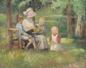 MULLER GRAFE Ernst 1879-1954,Sommerimpression (im Garten),Kastern DE 2013-10-28