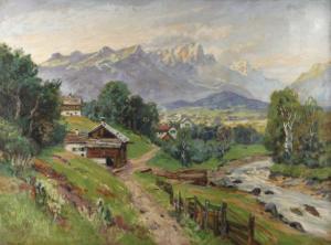 MULLER Hugo 1863-1912,Dorf in alpiner Landschaft,Mehlis DE 2017-11-18