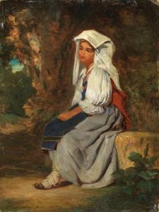 MULLER Karl 1818-1893,Giovane italiana seduta in un bosco,1847,Farsetti IT 2020-10-10